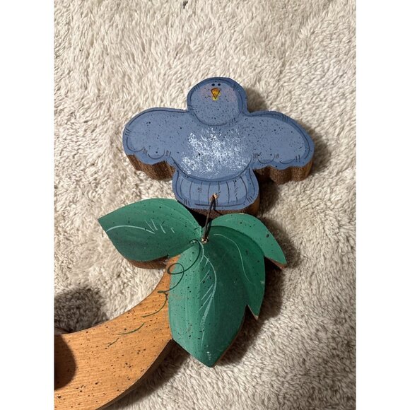 Wooden Cat Welcome Sign Tree Limb Bird Tole Paint Vintage 18" So Cute - Picture 9 of 9